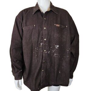 Carhartt Canvas Shirt Jacket S96 Mens 2XL Flannel Lined Distressed Heavy DKBR
